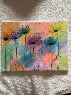 Colorful Dandelion Field Canvas Wall Art - Multicolor